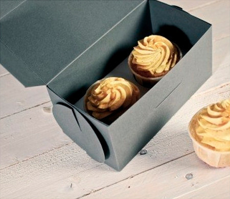 Caja Gris para Dos Cupcakes Caja Gris para Dos Cupcakes